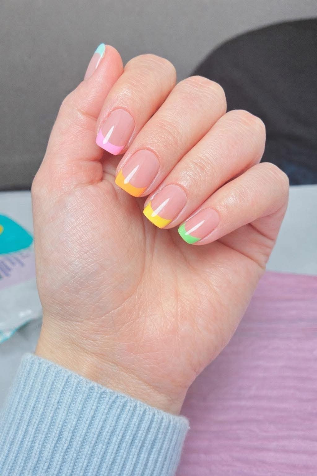 Rainbow French tip nail art Gloucester salon